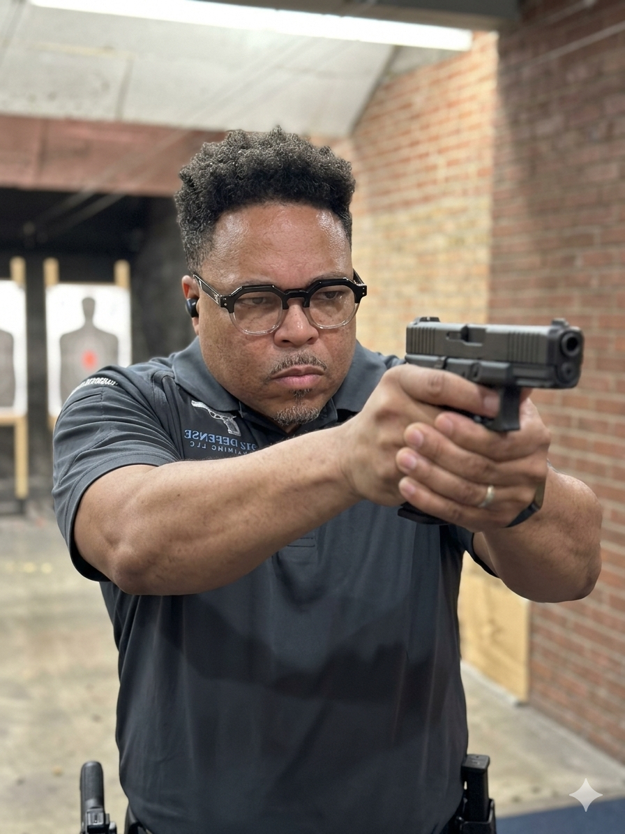312 Defense instructor demonstrating handgun fundamentals